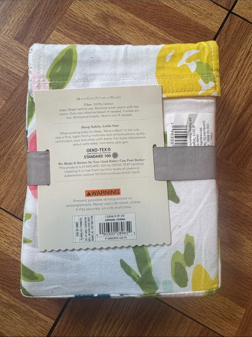 cloud island White Floral Crib Sheet with Yellow and Pink Blooms